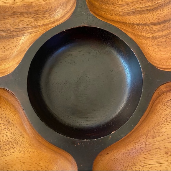 Mid Century Modern Style Heavy Acacia Wood Chip & Dip Serving Tray - Picture 7 of 12